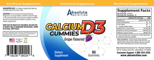 Absolute Calcium  D3 gummies 60ct