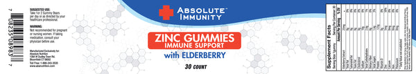 Absolute Immunity- ZINC and Elderberry Gummies - Boost Immune System Health - Adults and Kids 30ct